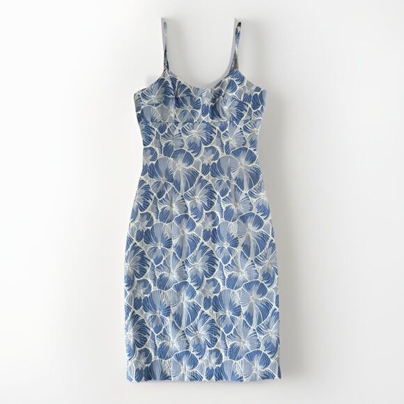 HD In Paris Dress Womens Size 2 Blue Spaghetti Strap Body Con Anthropologie - Picture 1 of 10